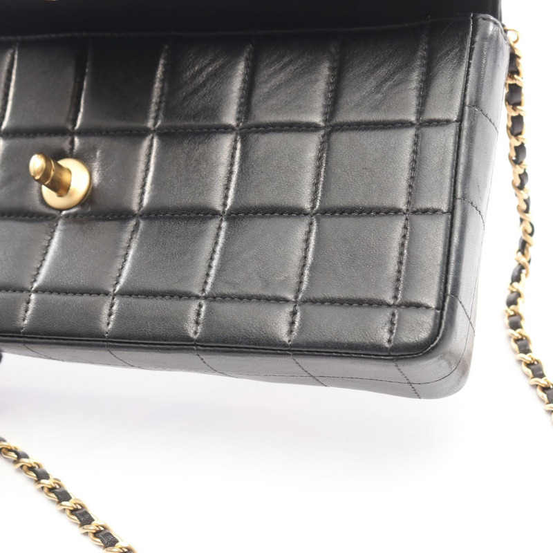 香奈兒巧克力棒鏈條單肩手提包，羊皮材質，黑色，金色五金，二手，女士CC-7