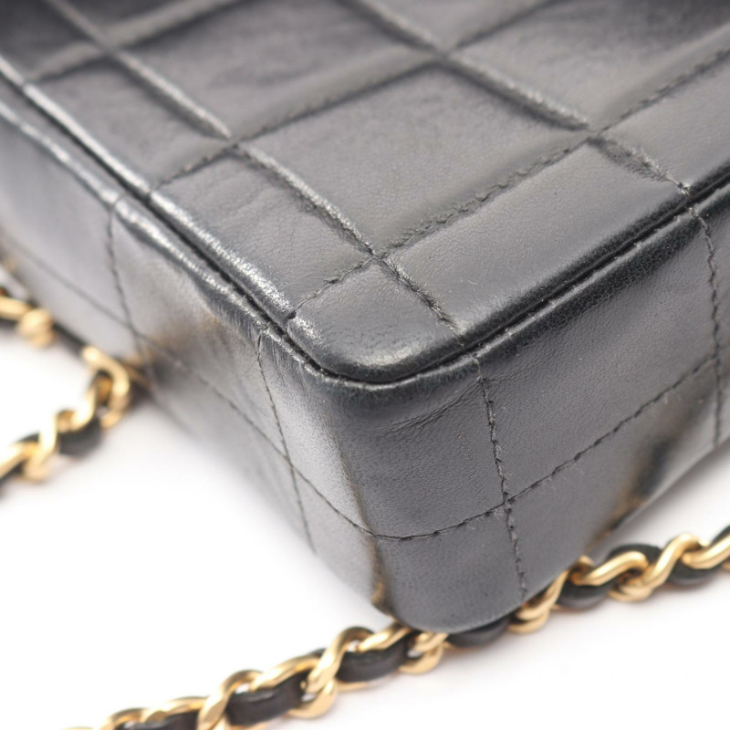 香奈兒巧克力棒鏈條單肩手提包，羊皮材質，黑色，金色五金，二手，女士CC-8