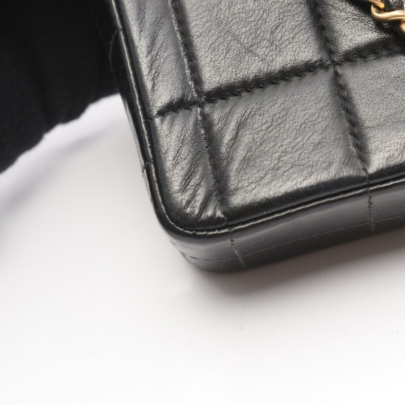 香奈兒巧克力棒鏈條單肩手提包，羊皮材質，黑色，金色五金，二手，女士CC-9