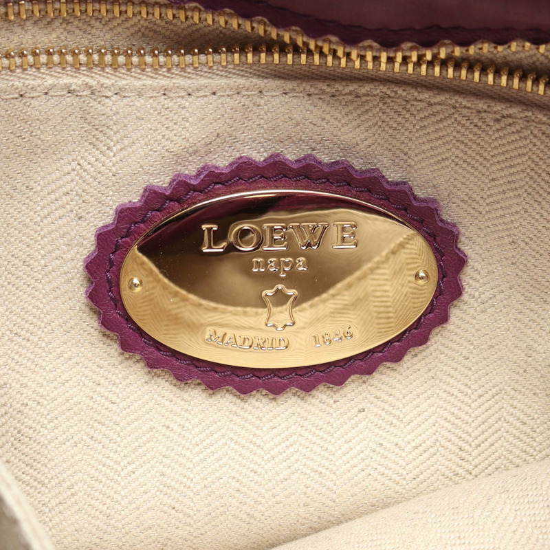 LOEWE Flamenco22 斜背單肩包，紫色皮革，二手女款-3