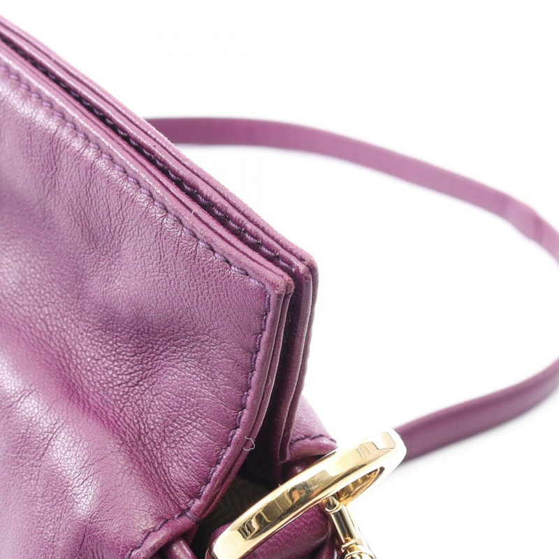 LOEWE Flamenco22 斜背單肩包，紫色皮革，二手女款-7