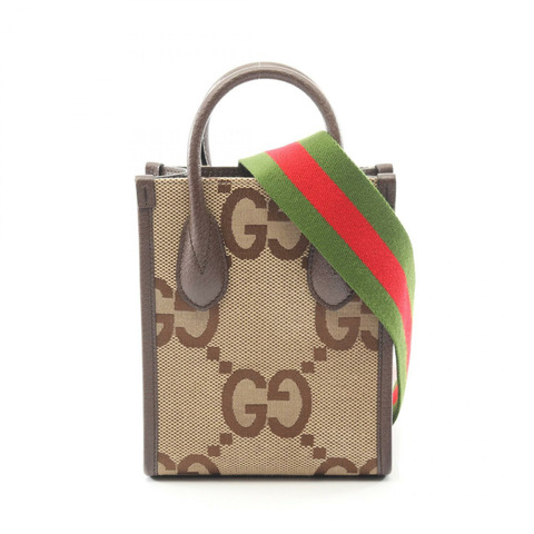 GUCCI Jumbo GG 手提單肩斜挎迷你包 699406 帆布皮革 米色 二手