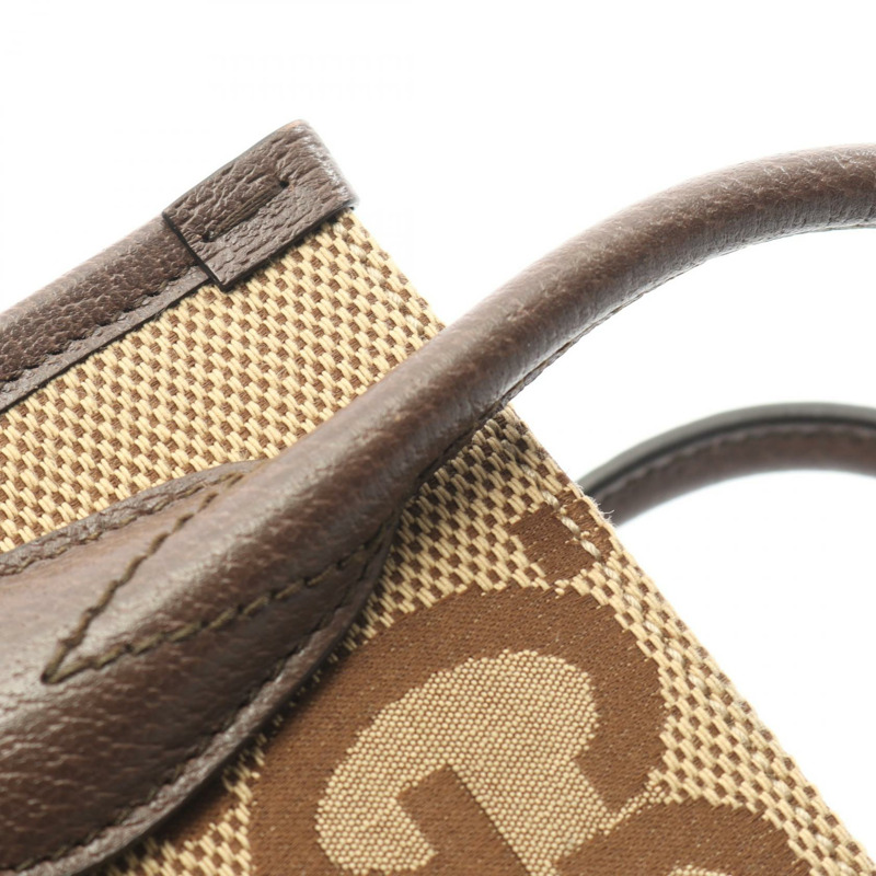 GUCCI Jumbo GG 手提單肩斜挎迷你包 699406 帆布皮革 米色 二手-6
