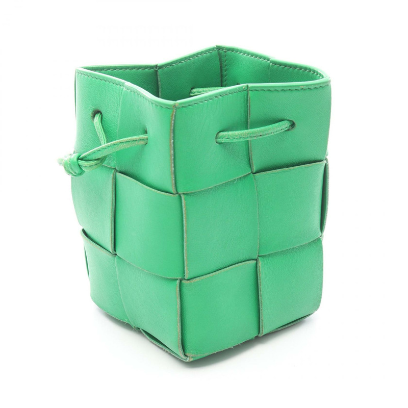 BOTTEGA VENETA Cassette 迷你斜背包 680217 皮革 綠色 二手-1