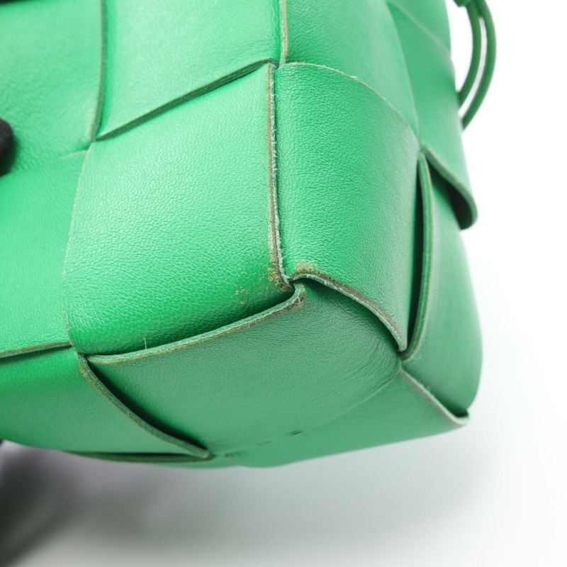 BOTTEGA VENETA Cassette 迷你斜背包 680217 皮革 綠色 二手-8