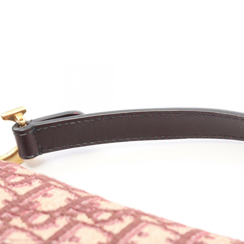 Christian Dior 迷你斜紋提花馬鞍包單肩手提包帆布二手-5