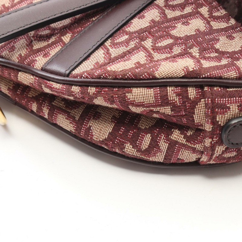 Christian Dior 迷你斜紋提花馬鞍包單肩手提包帆布二手-7