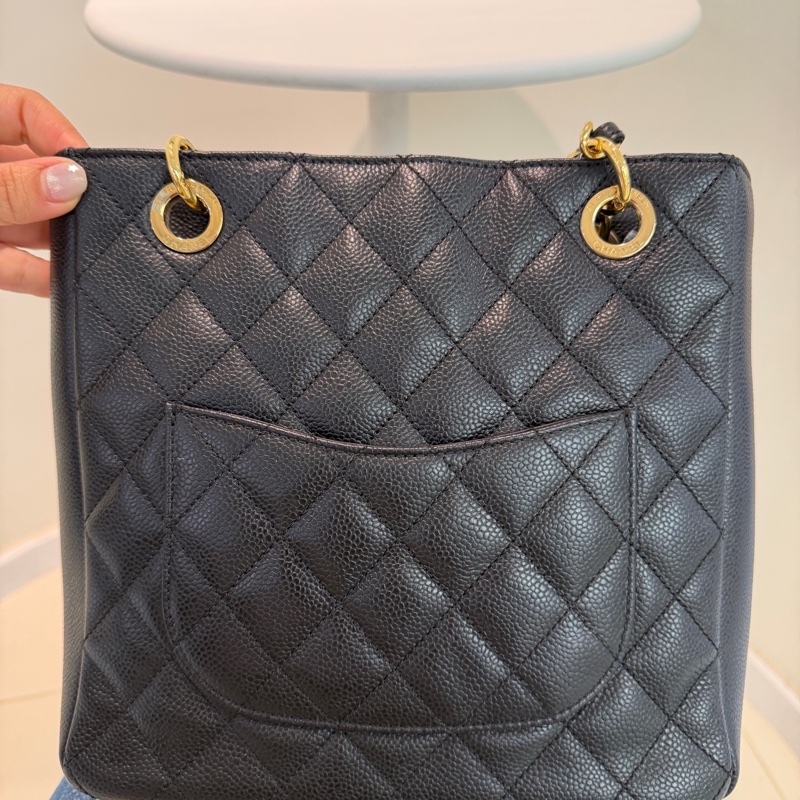 98新Chanel PST 黑金荔枝牛皮 16開 包型很好 成色nice 無附件-1