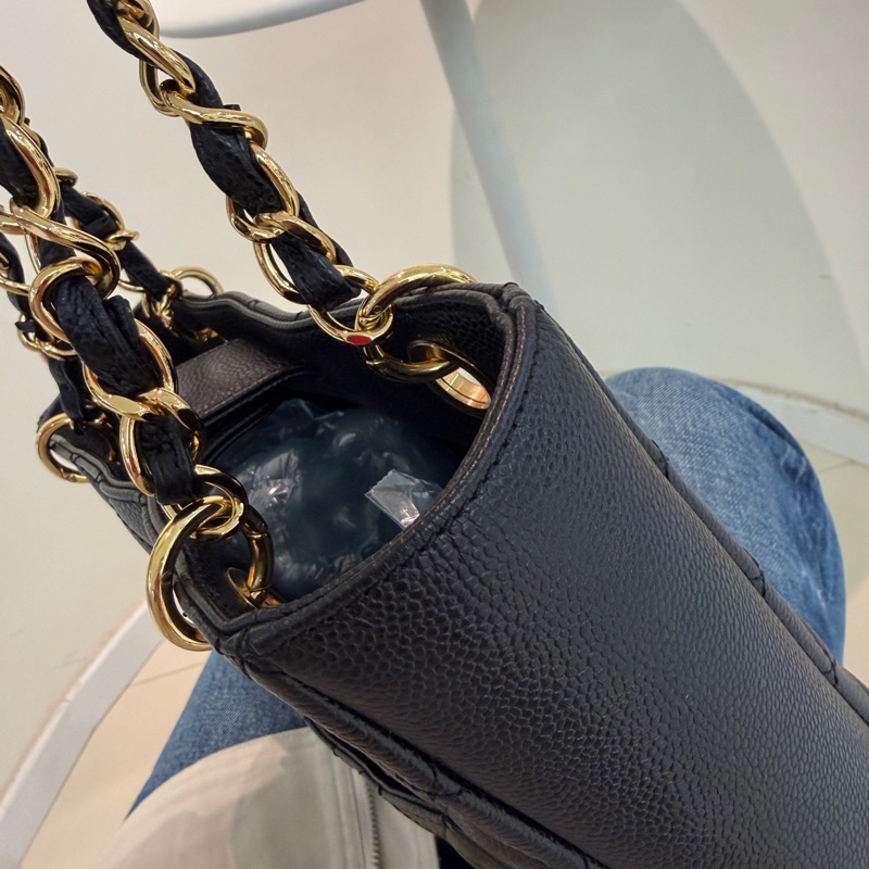 98新Chanel PST 黑金荔枝牛皮 16開 包型很好 成色nice 無附件-9