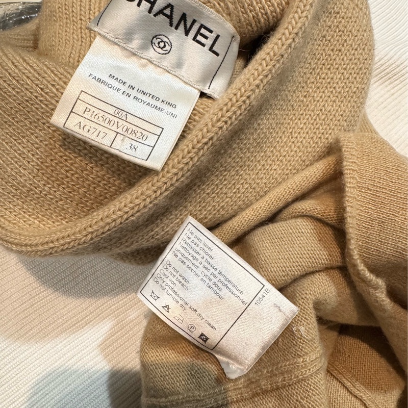 《新歡舊愛》正品CHANEL香奈兒駝色100%喀什米爾羊絨寬高領毛衣背心-3