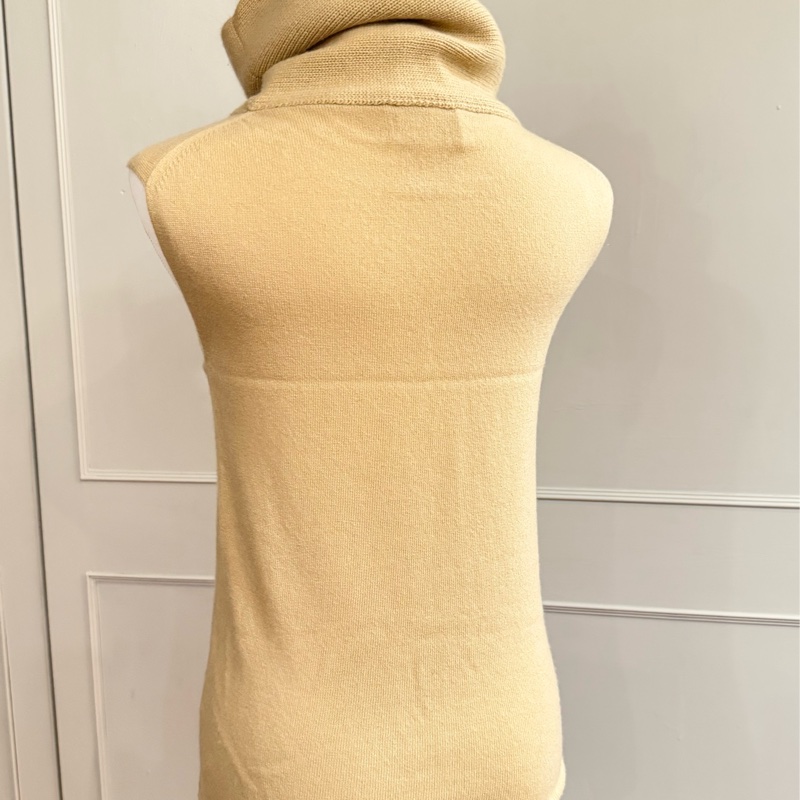 《新歡舊愛》正品CHANEL香奈兒駝色100%喀什米爾羊絨寬高領毛衣背心-4