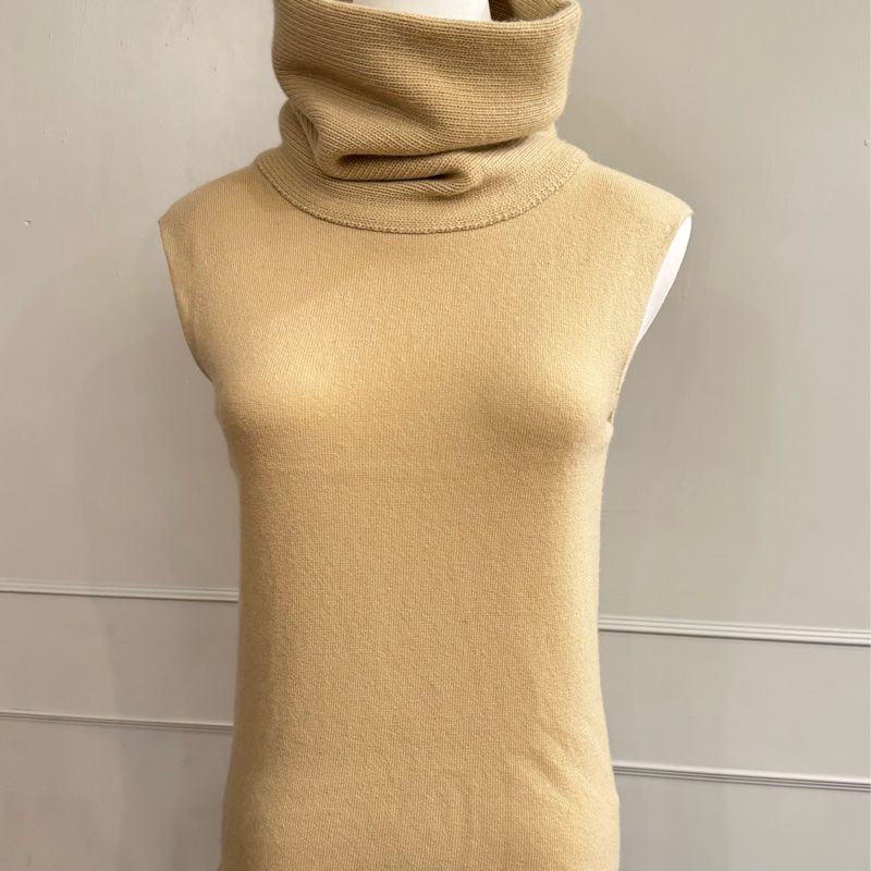 《新歡舊愛》正品CHANEL香奈兒駝色100%喀什米爾羊絨寬高領毛衣背心-5