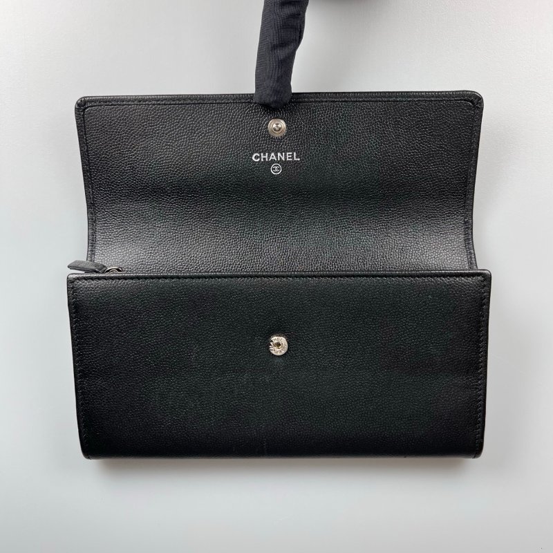 CHANEL Sevruga信封長夾黑 16開-6