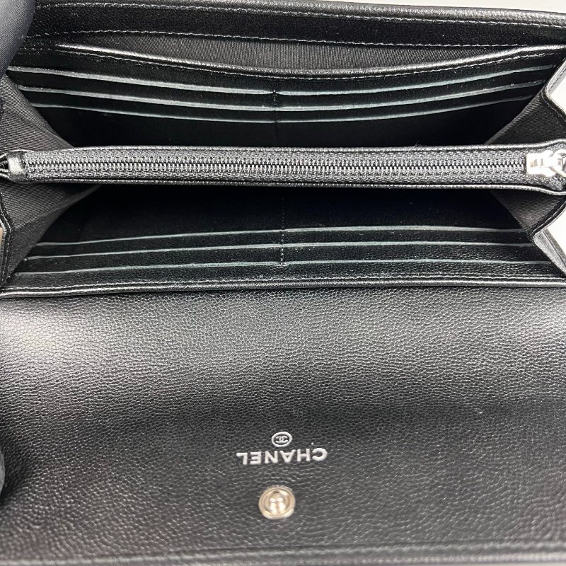 CHANEL Sevruga信封長夾黑 16開-7
