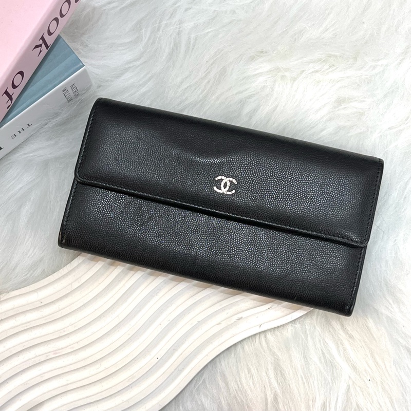 CHANEL Sevruga信封長夾黑 16開-0