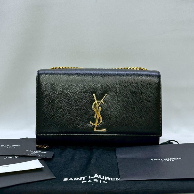 YSL KATE黑金粒面皮革鏈包-0