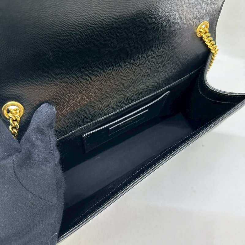YSL KATE黑金粒面皮革鏈包-5