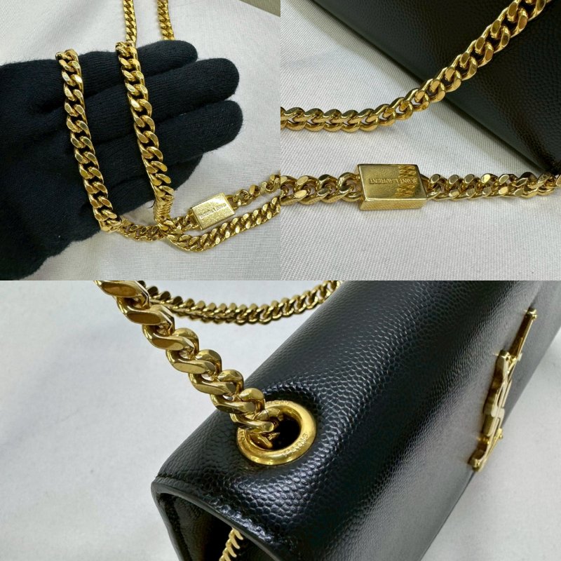 YSL KATE黑金粒面皮革鏈包-6
