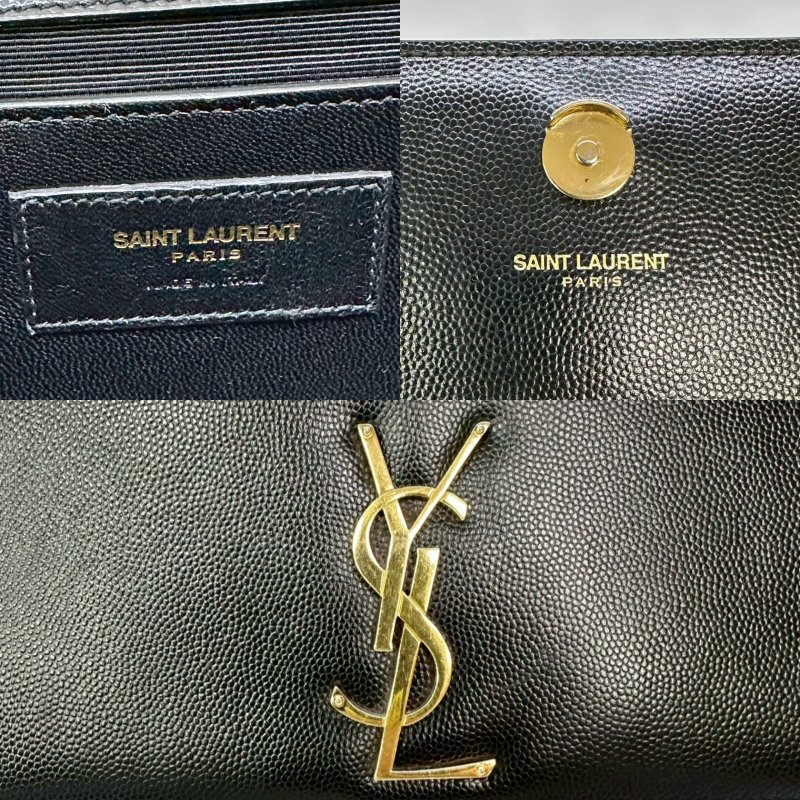 YSL KATE黑金粒面皮革鏈包-7