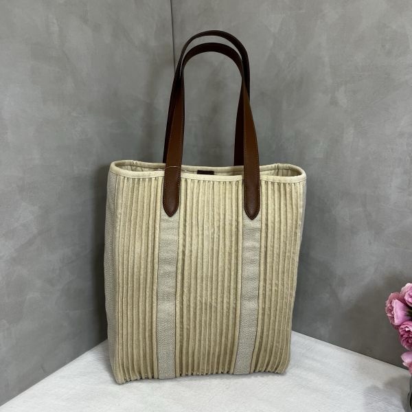 Hermès 麻質百褶托特包-4