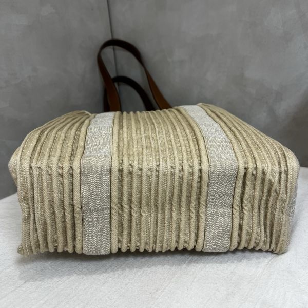 Hermès 麻質百褶托特包-7