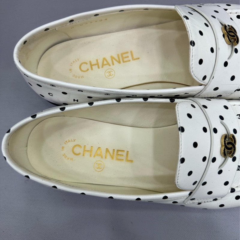 Chanel黑色波點樂福鞋 38.5碼-2