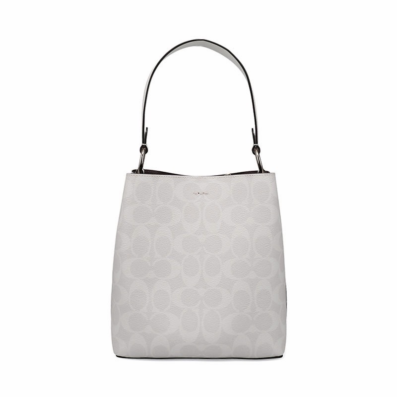 Coach 女士 金屬徽標小號手提包均碼碼長：22cm，寬：10cm，高：22cm-1