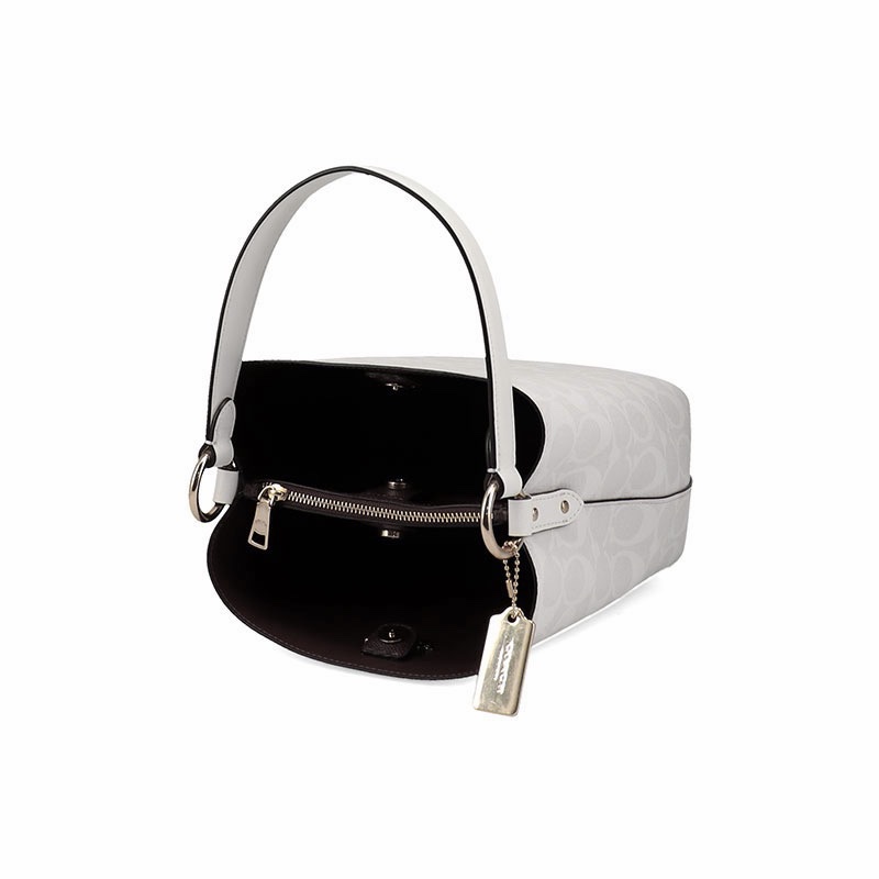 Coach 女士 金屬徽標小號手提包均碼碼長：22cm，寬：10cm，高：22cm-4