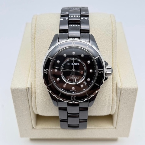 #專櫃近4️⃣0️⃣萬 #配件齊 香奈兒黑色J12 38mm滿鑽自動機械錶