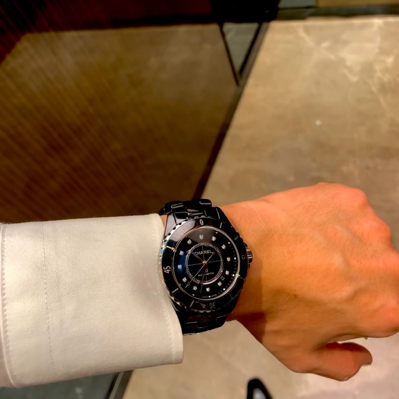 #專櫃近4️⃣0️⃣萬 #配件齊 香奈兒黑色J12 38mm滿鑽自動機械錶-3