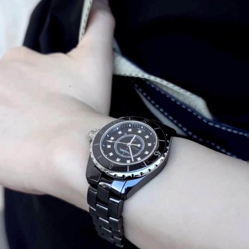 #專櫃近4️⃣0️⃣萬 #配件齊 香奈兒黑色J12 38mm滿鑽自動機械錶-5