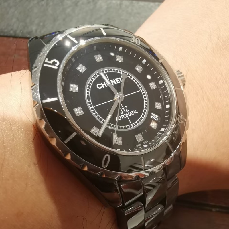 #專櫃近4️⃣0️⃣萬 #配件齊 香奈兒黑色J12 38mm滿鑽自動機械錶-9