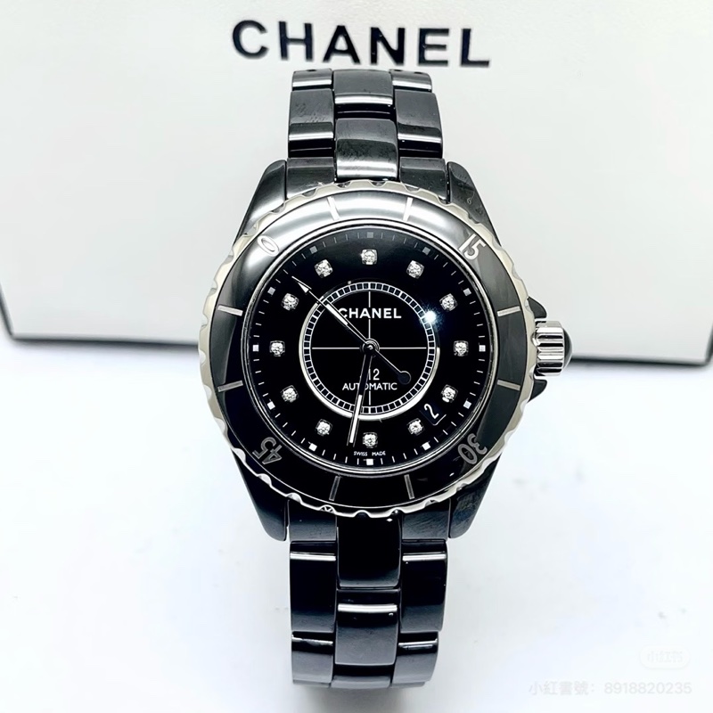 #專櫃近4️⃣0️⃣萬 #配件齊 香奈兒黑色J12 38mm滿鑽自動機械錶-13