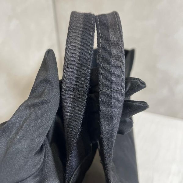 Hermès 黑色帆布拼皮革手提包-19