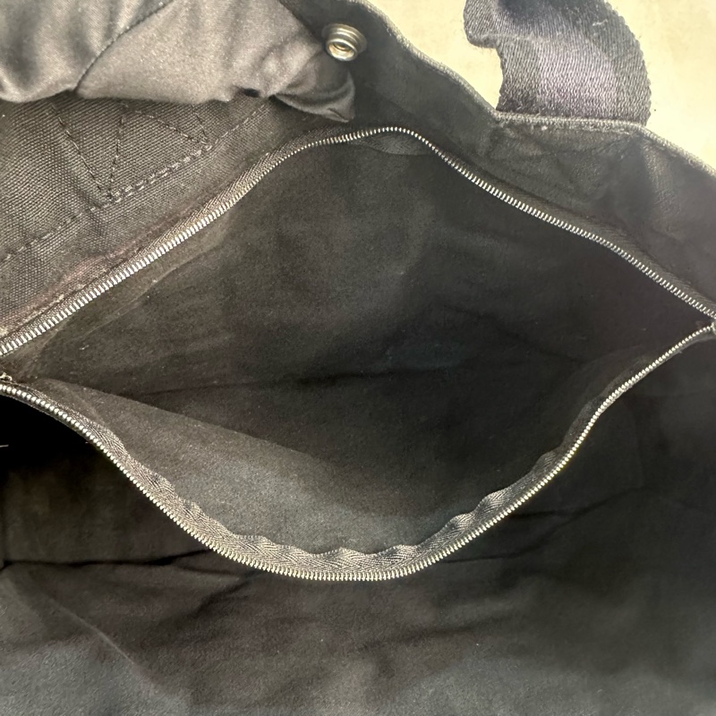 Hermès 黑色帆布拼皮革手提包-14