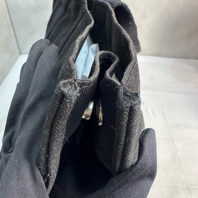 Hermès 黑色帆布拼皮革手提包-16