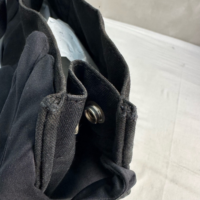 Hermès 黑色帆布拼皮革手提包-17