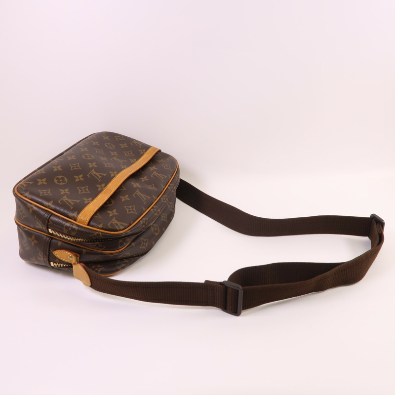 LOUIS VUITTON Monogram Reporter PM金扣肩背袋棕色-8