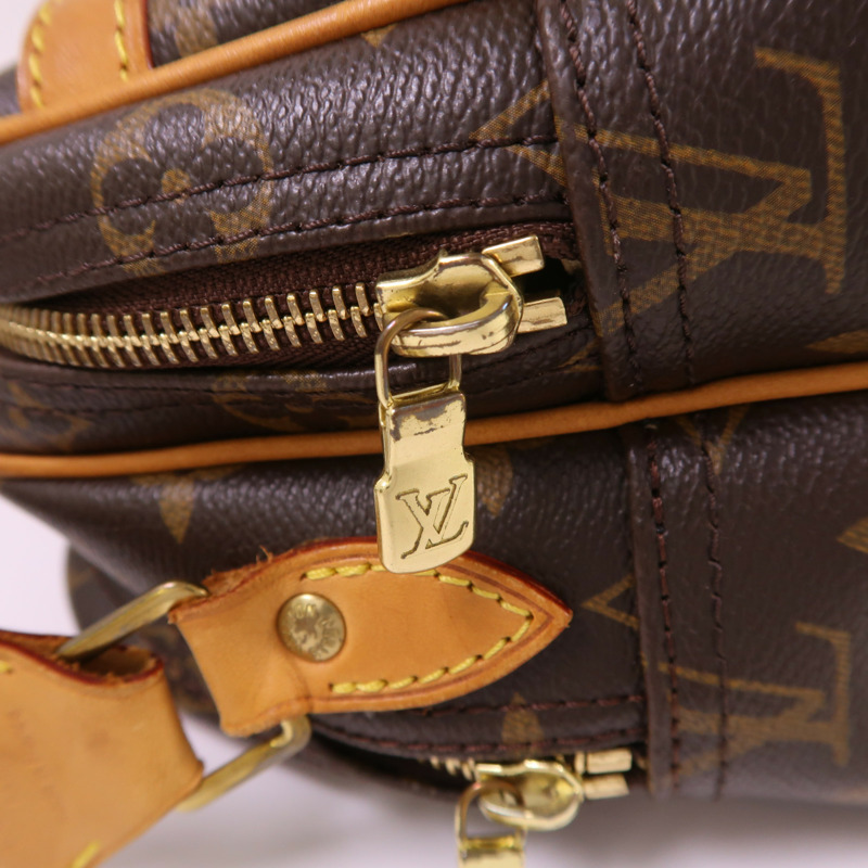 LOUIS VUITTON Monogram Reporter PM金扣肩背袋棕色-13