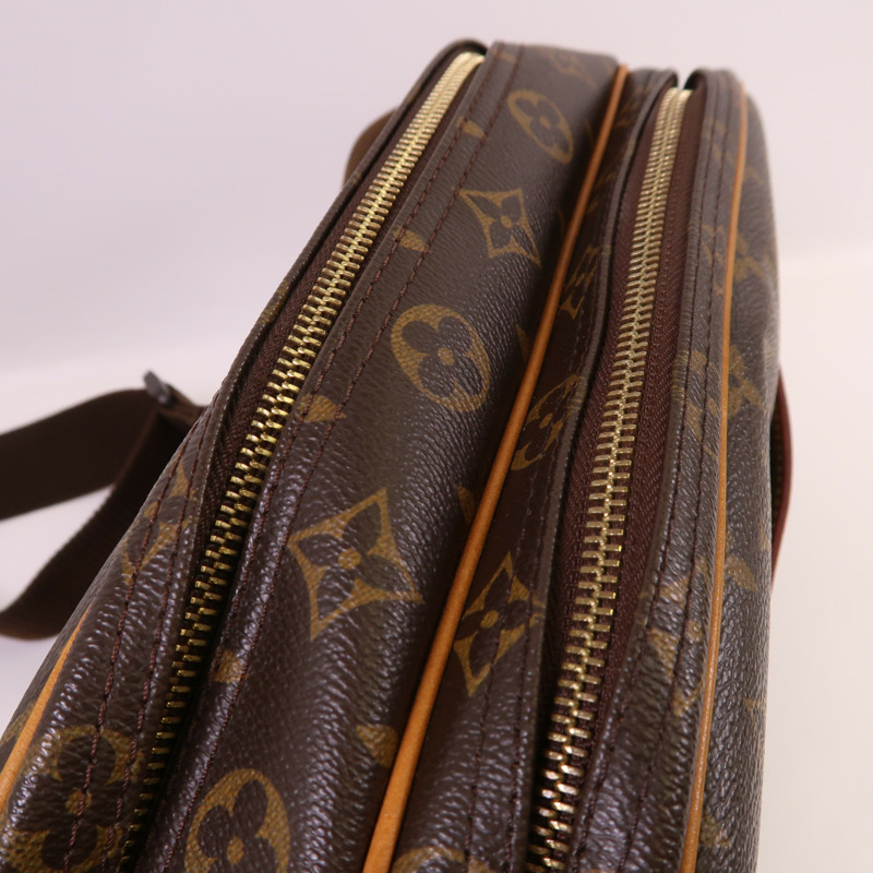 LOUIS VUITTON Monogram Reporter PM金扣肩背袋棕色-15