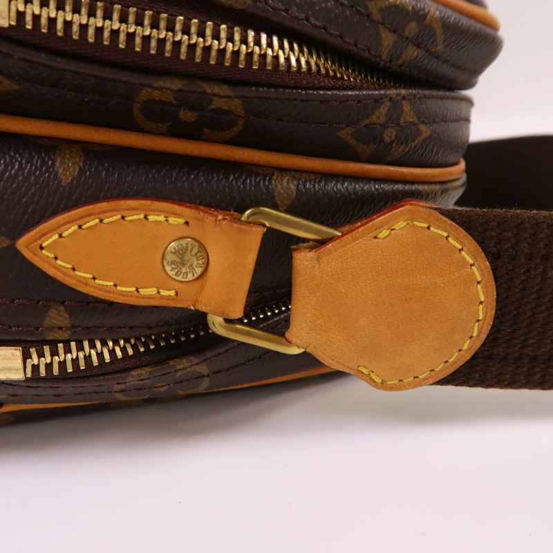 LOUIS VUITTON Monogram Reporter PM金扣肩背袋棕色-16