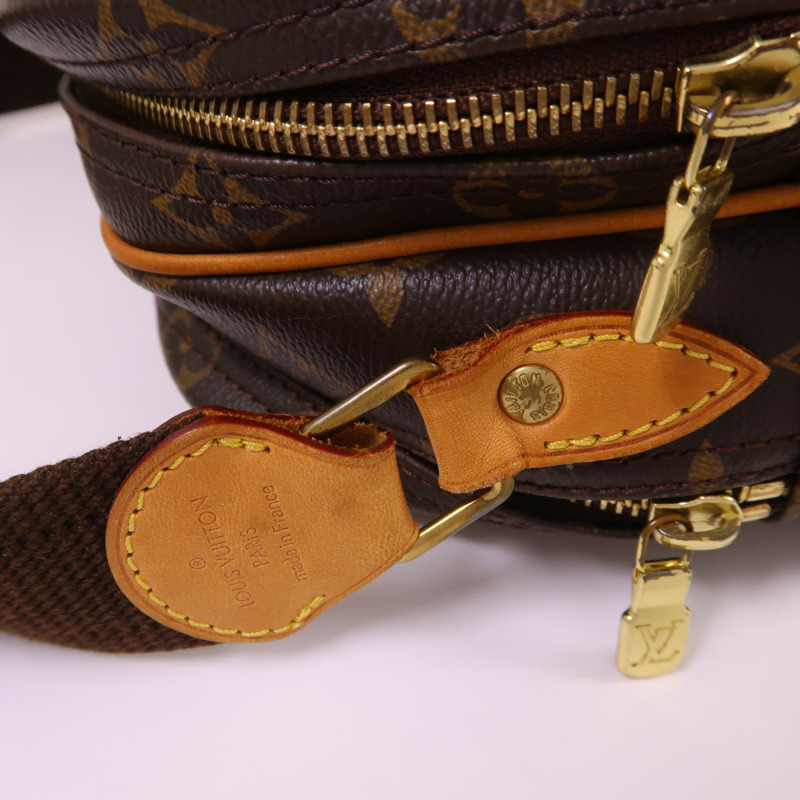 LOUIS VUITTON Monogram Reporter PM金扣肩背袋棕色-17