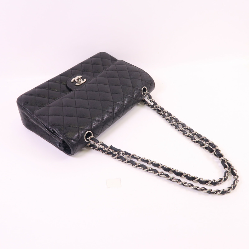 CHANEL 牛皮皮革Classic 25銀扣鏈帶肩背袋-7