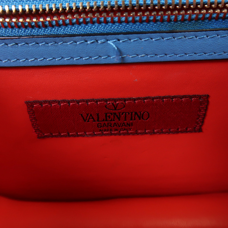 Valentino 牛皮皮革Garavani Glam Lock金扣鏈帶肩背袋-5