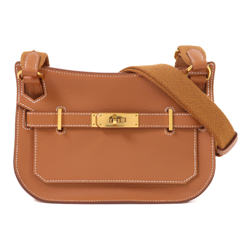 HERMES Evercolor皮革Jypsiere Mini金扣肩背袋Gold-0