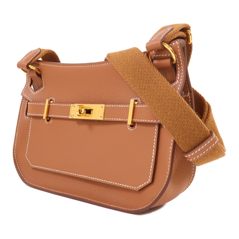 HERMES Evercolor皮革Jypsiere Mini金扣肩背袋Gold-2