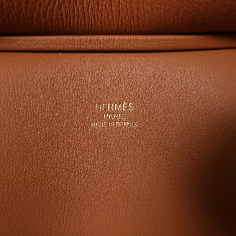 HERMES Evercolor皮革Jypsiere Mini金扣肩背袋Gold-5