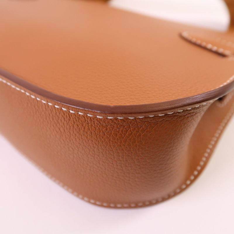 HERMES Evercolor皮革Jypsiere Mini金扣肩背袋Gold-12