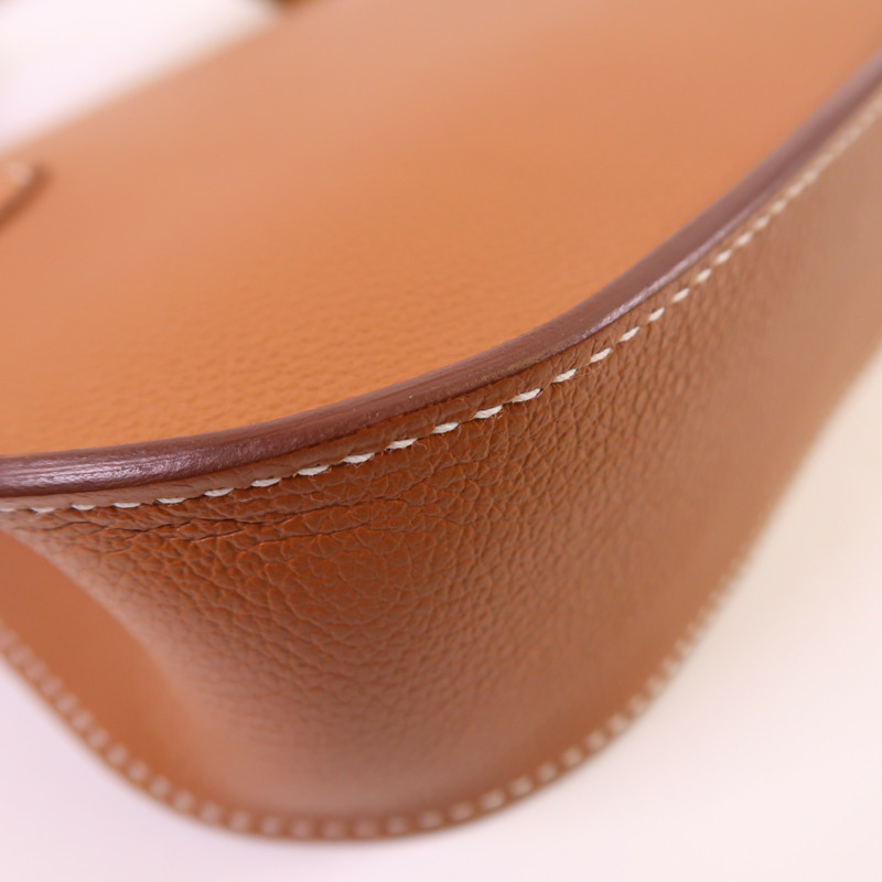 HERMES Evercolor皮革Jypsiere Mini金扣肩背袋Gold-13