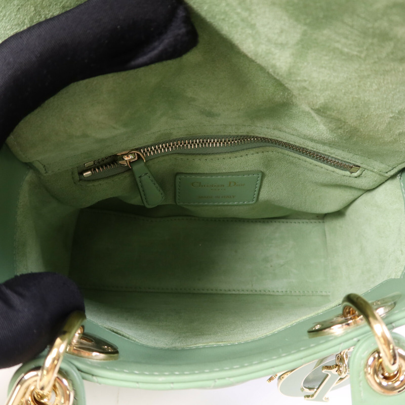 Dior 羊皮皮革Lady Dior Small金扣手挽肩背兩用袋-4